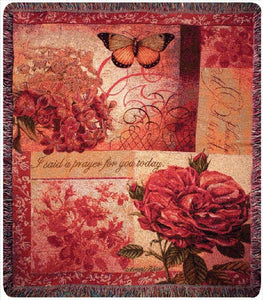 Spring Blooms With Verse Tapestry Throw