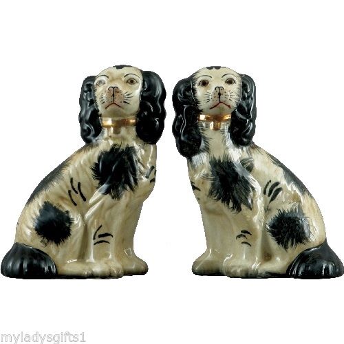 Staffordshire King Charles Spaniel Dog Pair Figurines