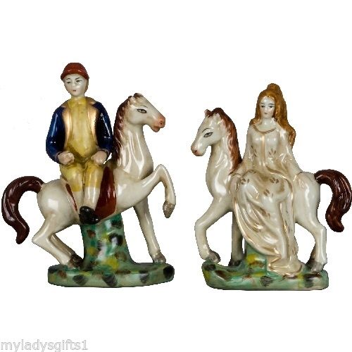 Staffordshire Lovers on Horses Pair Figurines