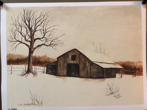 Limited Edition Numbered Painting Print “Winter On The Farm”
